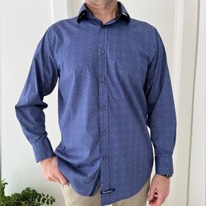 ENGLISH LAUNDRY Blue Long Sleeve Button Front Shirt Business Casual Office